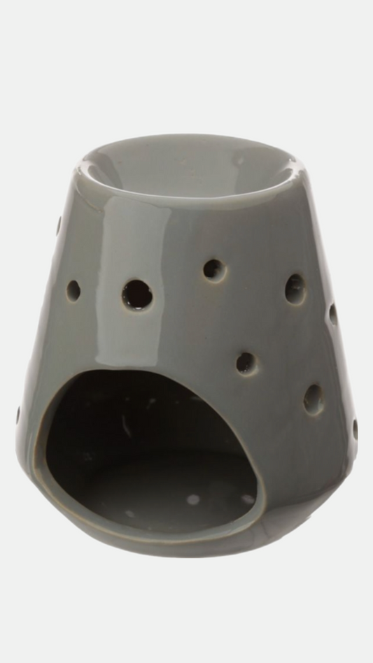 Grey Tapered Ceramic Wax Melter with Circular Cut-outs