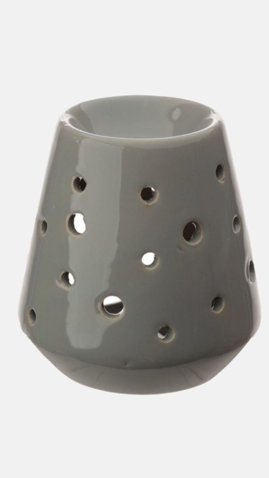 Grey Tapered Ceramic Wax Melter with Circular Cut-outs